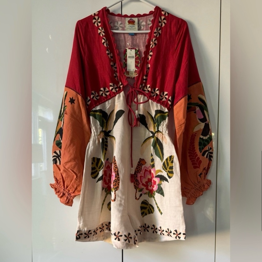 FARM Rio Red and Orange Floral Jumpsuit - Picture 6 of 10